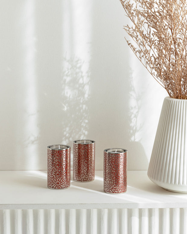 Brass Tealight Holder In Red