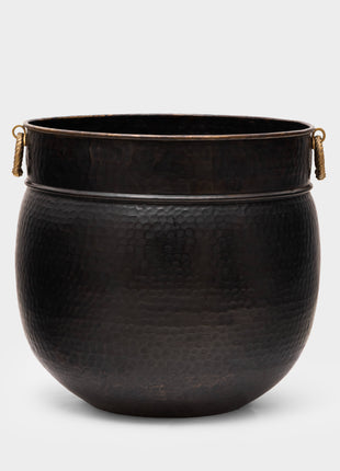 Hammered Indoor Planters with Brass Metal