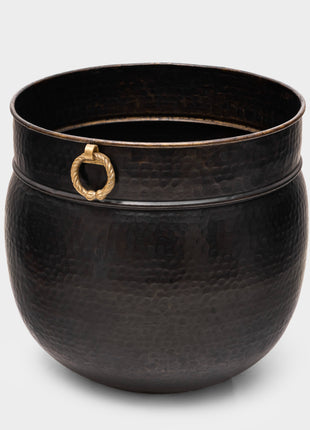 Hammered Indoor Planters with Brass Metal