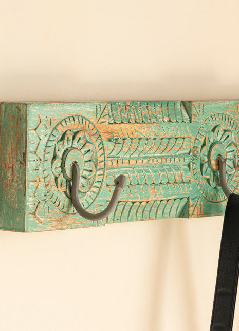 Jaipur Antique style Coat Hooks Green