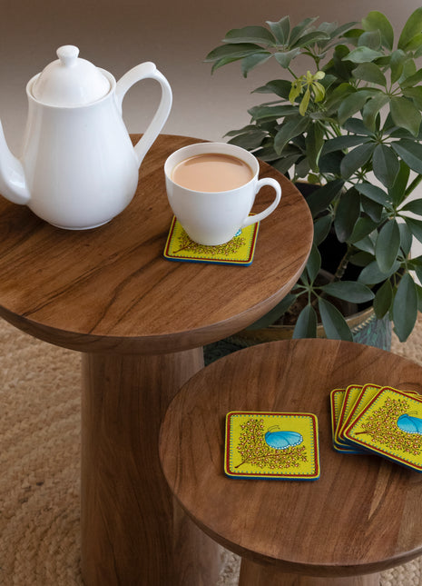 Colmar Handpainted Coasters In Yellowish Green