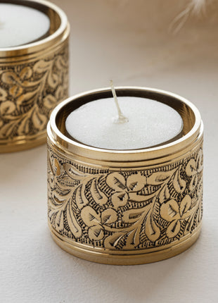 Eze Hand-engraved Brass Tealight Holder