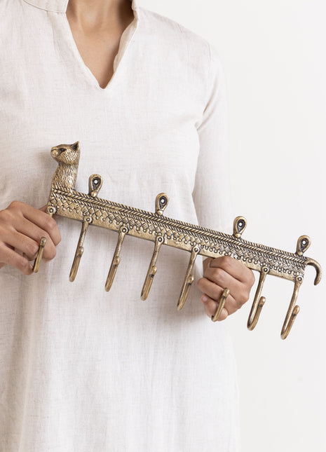 Brass Key Hook Cat - For Cat Lovers