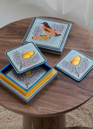 Cochem Handpainted Coasters In Bluish Grey