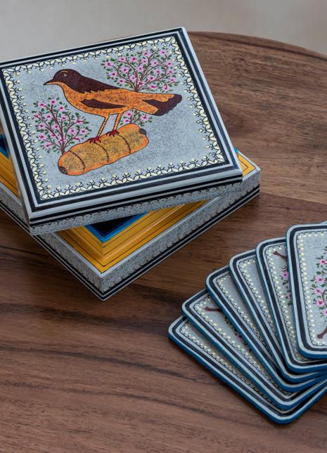 Cochem Handpainted Coasters In Bluish Grey