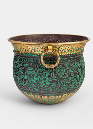 Pontesbury Engraved Patina Brass Planter