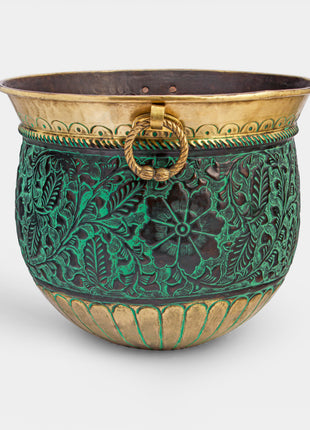 Oswestry Engraved Patina Brass Planter