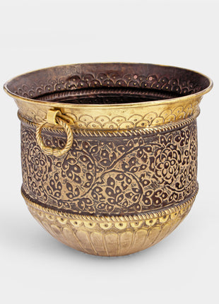 Adlestrop Engraved Patina Brass Planter