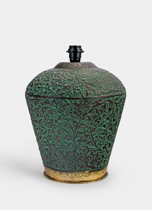 Engraved Patina Brass Lamp