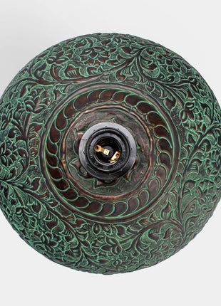Engraved Patina Brass Lamp