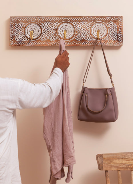 Bruges Mango Wood Coat Hook (Row Of 3)