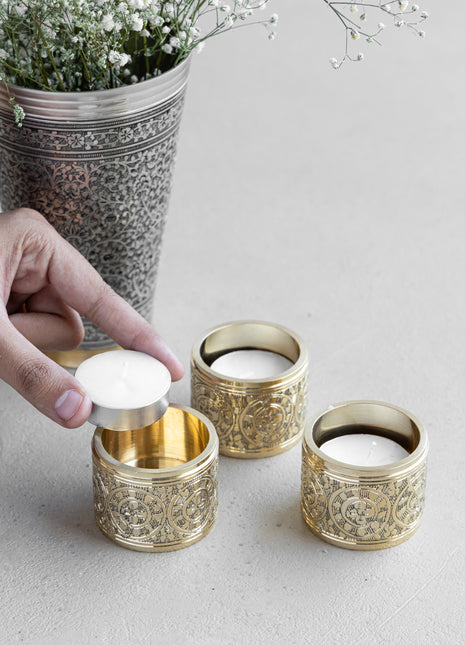 Shitterton Hand-engraved Brass Tealight Holder