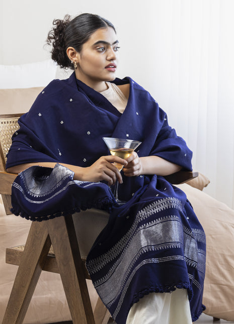 Meare Shawl In Navi Blue