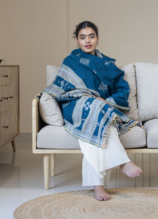 Kersoe Shawl In Peacock Blue