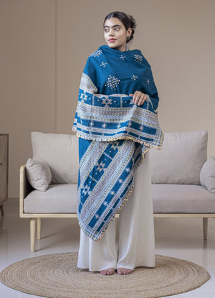 Kersoe Shawl In Peacock Blue