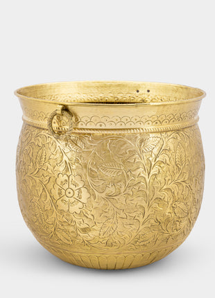 Bouillon (Extra Large) Engraved Aged Brass Planter