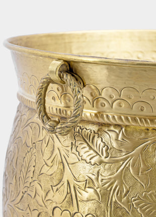 Bouillon (Extra Large) Engraved Aged Brass Planter