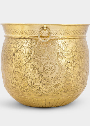 Bouillon (Extra Large) Engraved Aged Brass Planter