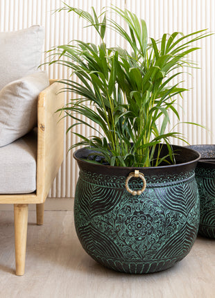 brass indoor planter Grasmere (Large) Engraved Brass Planter – Artisanale London
