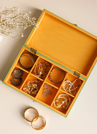 Hand-painted Wooden Jewelry Box Green