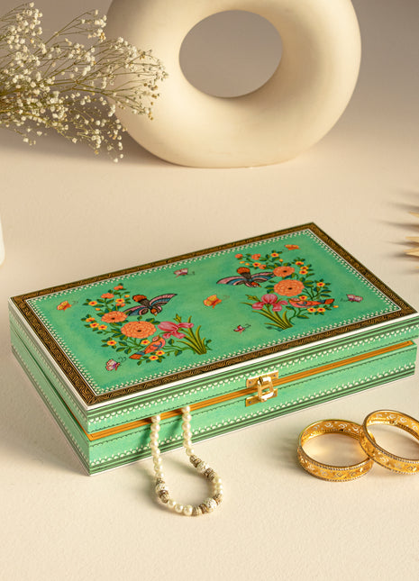 Hand-painted Wooden Jewelry Box Green