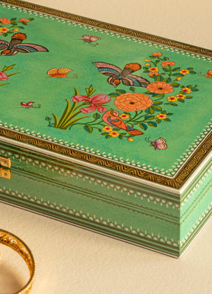 Hand-painted Wooden Jewelry Box Green
