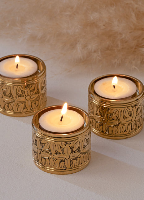 Locronan Hand-engraved Brass Tealight Holder