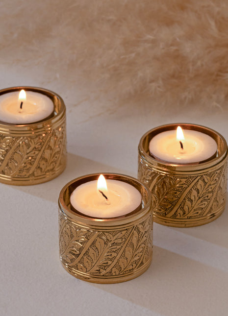 Gordes Hand-engraved Brass Tealight Holder