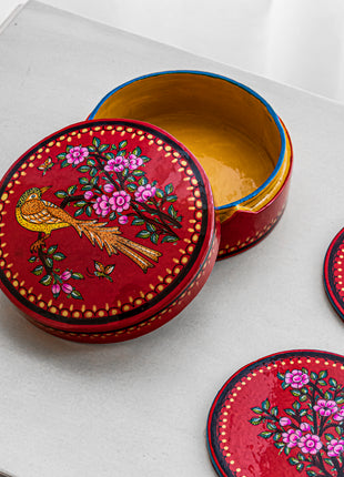 Hallstatt Handpainted Coasters In Red