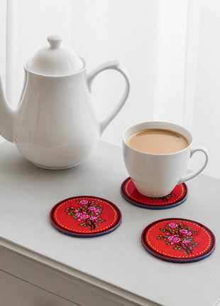 Hallstatt Handpainted Coasters In Red