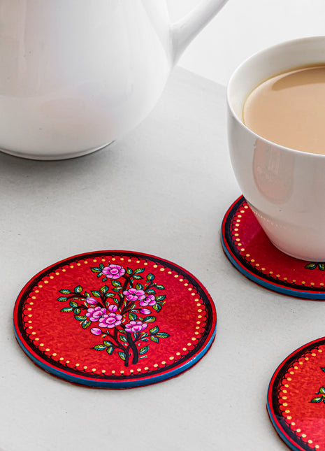 Hallstatt Handpainted Coasters In Red