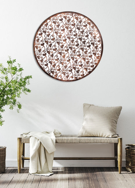 Round Wall Art With Heart Swirl