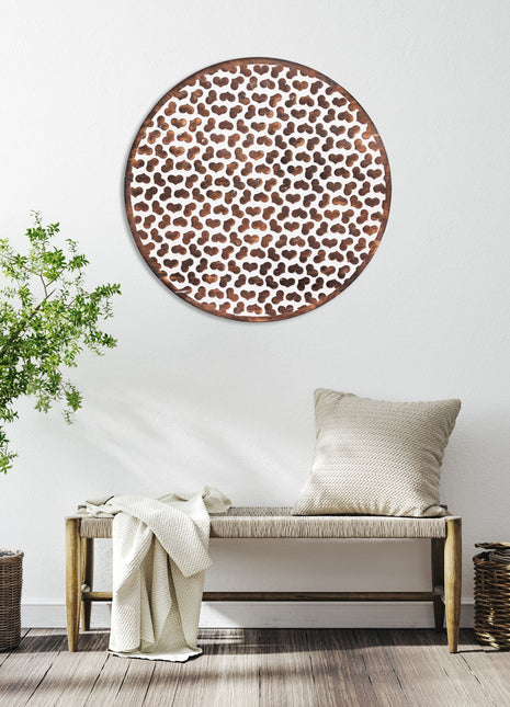 Round Wall Art With Carved Hearts