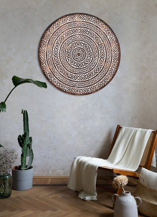 Round Wall Art With Oriental Arabesque Pattern