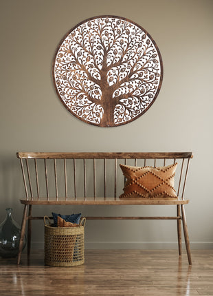Round Tree Wall Art With Oriental Flower