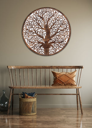 Round Tree Wall Art With Swirl Hearts