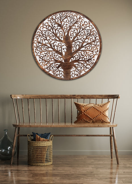 Round Tree Wall Art With Swirl Hearts