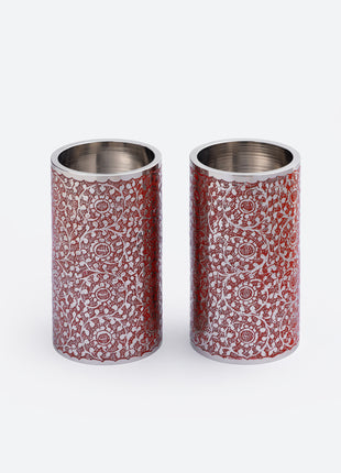 Brass Tealight Holder In Red