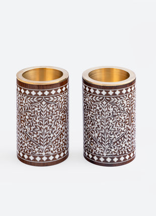 Luxury Designer Wood Inlay Tealight Holder - Perfect Christmas and Housewarming Present
