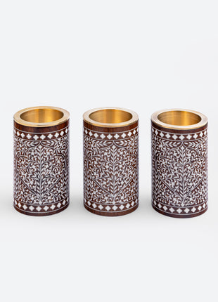 Luxury Designer Wood Inlay Tealight Holder - Perfect Christmas and Housewarming Present