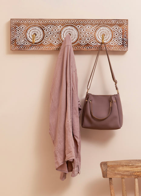 Bruges Mango Wood Coat Hook (Row Of 3)