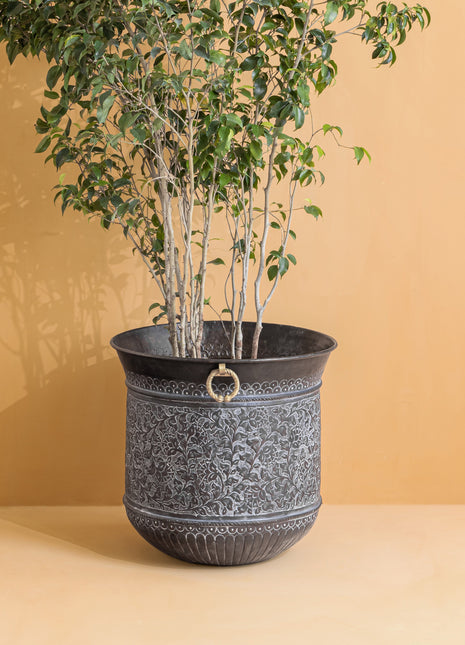 Black Forest (Extra Large) Engraved Tall Brass Planter