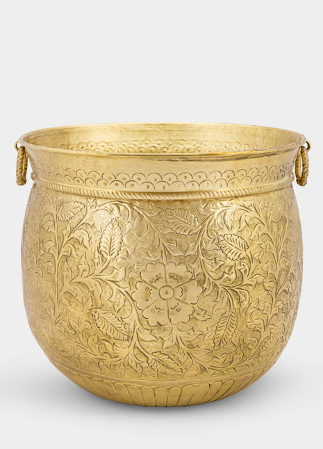Bouillon (Extra Large) Engraved Aged Brass Planter