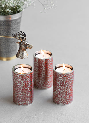 Brass Tealight Holder In Red
