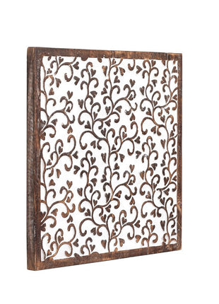 Square Wall Art With Heart Vine, Wall Decor, Rustic Wood Wall Art, Wood Wall Hangings, Unique Wall Art, Square Carved Art, Home Decor