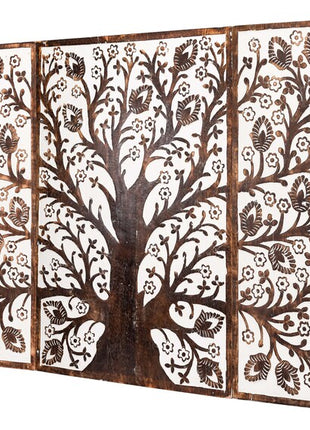 Tree Wall Art With Buds and Oriental Flower, Handcrafted Wood Wall Art Decor, Unique Wall Art, Wood Panel Wall Art, Wood Art Panel