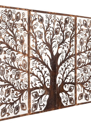 Tree Wall Art With Buds and Oriental Flower, Handcrafted Wood Wall Art Decor, Unique Wall Art, Wood Panel Wall Art, Wood Art Panel